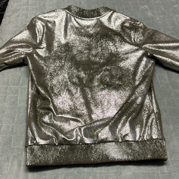 Zara Bomber Jacket, Shimmer Metallic, Zippered Pockets, Size XS - Picture 4 of 11